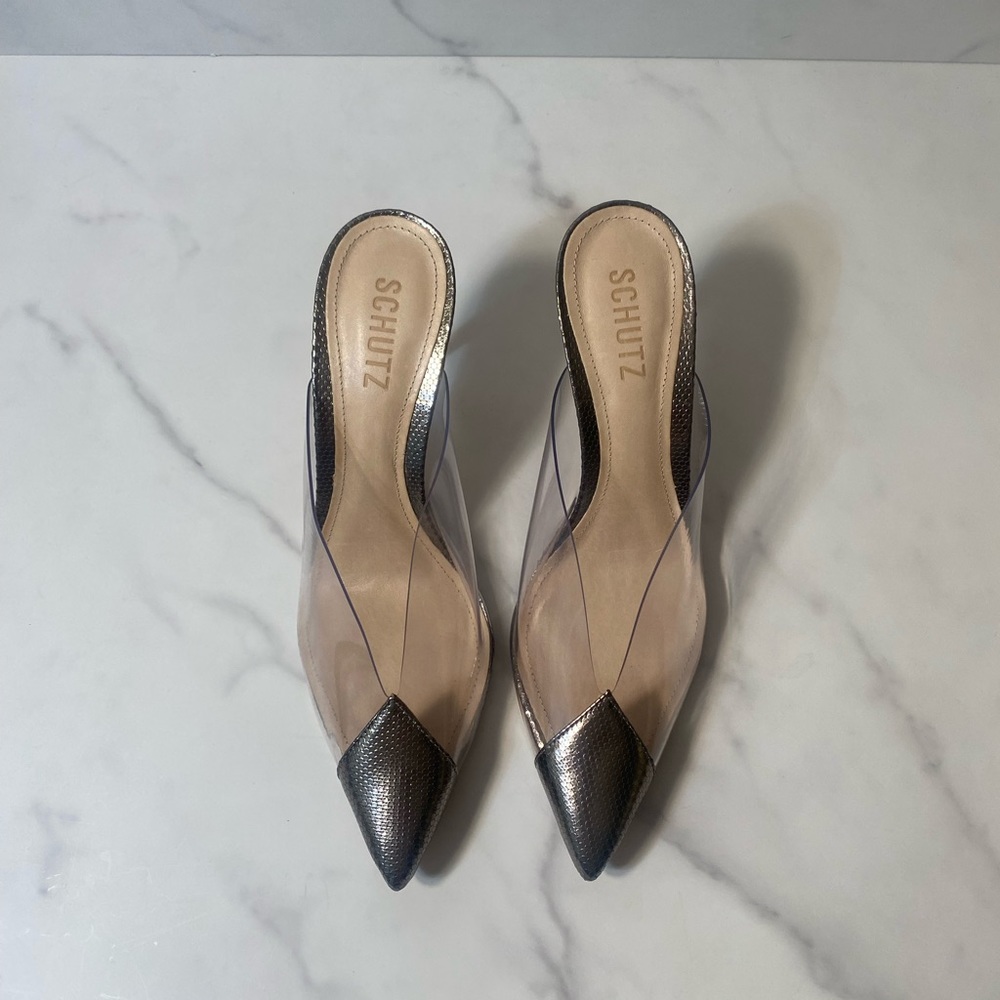SCHUTZ Eugenia Metallic Leather VInyl Mule - Picture 4 of 7